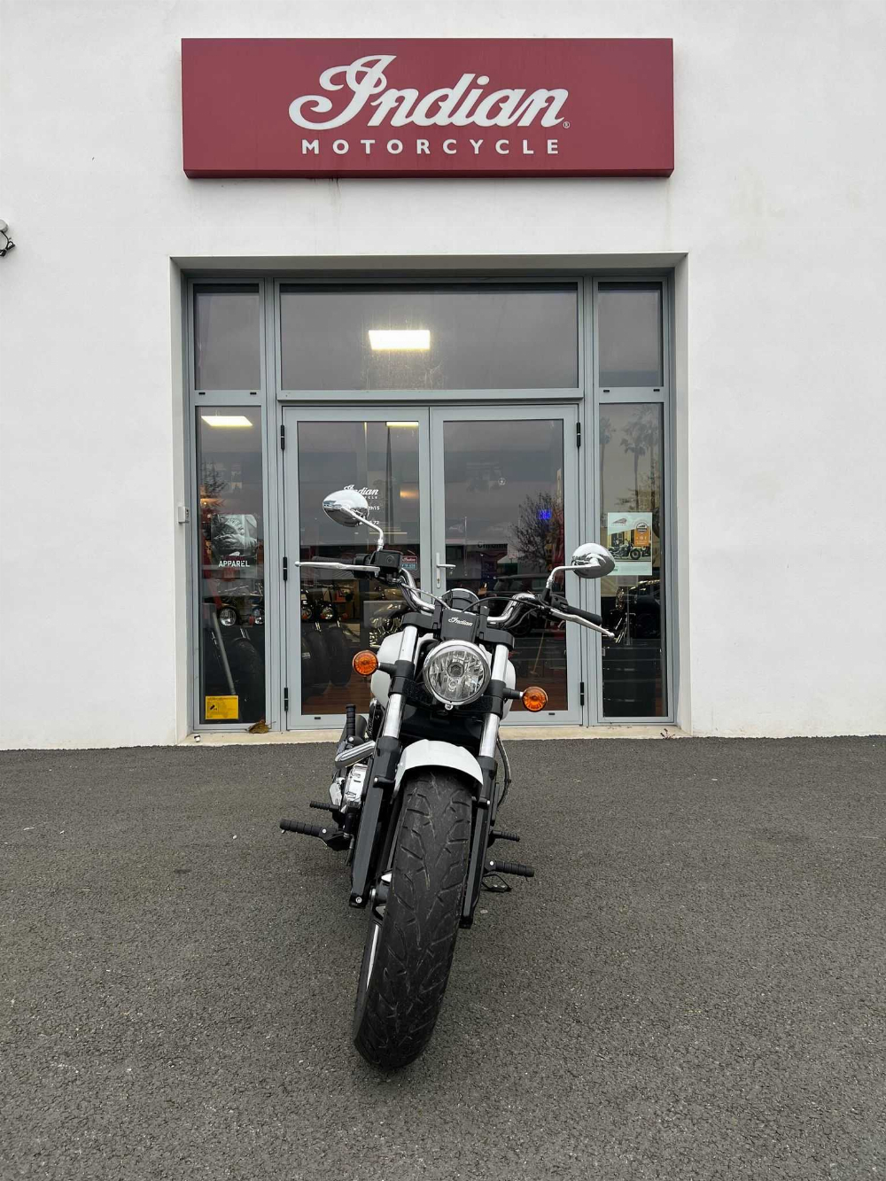 Indian SCOUT 1200 WHITE SMOKE SCOUT 1200 &quot;WHITE SMOKE&quot; 2021 vue avant