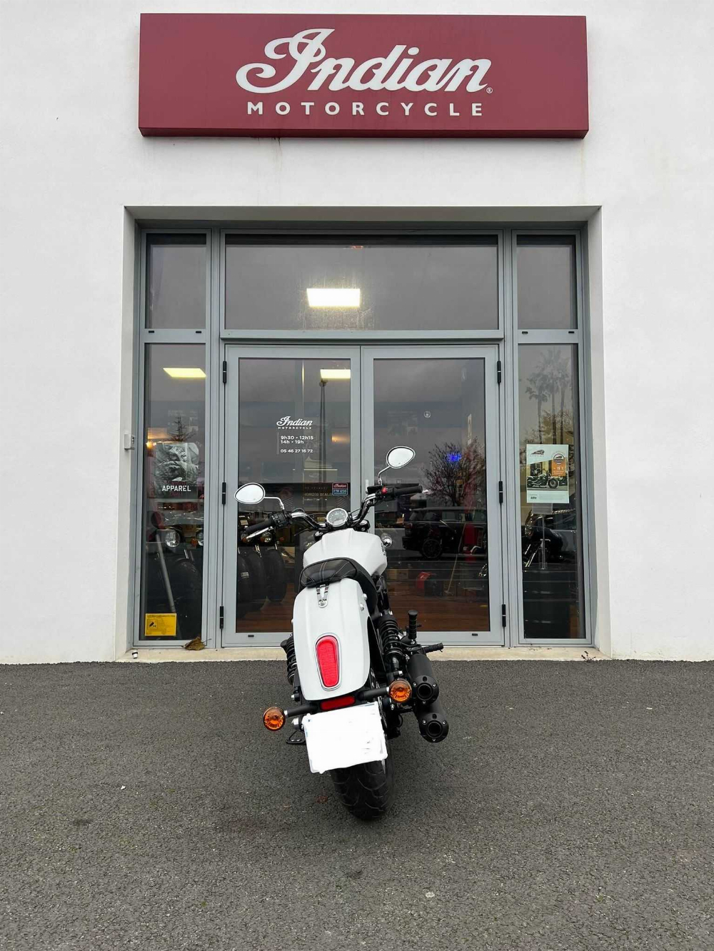 Indian SCOUT 1200 WHITE SMOKE SCOUT 1200 &quot;WHITE SMOKE&quot; 2021 vue arrière