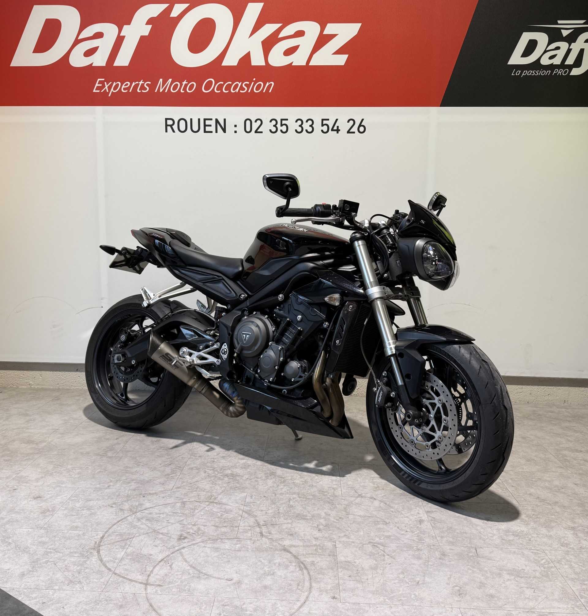 Triumph 660 Street Triple S (A2) 2019 HD vue 3/4 droite