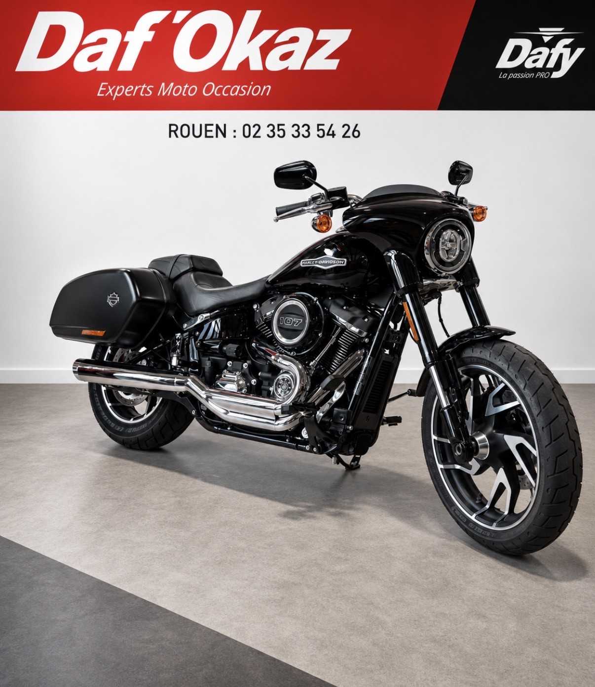 Harley-Davidson FLSB 1750 ABS FLSB Softail Sport Glide 107 A 2019 HD vue 3/4 droite